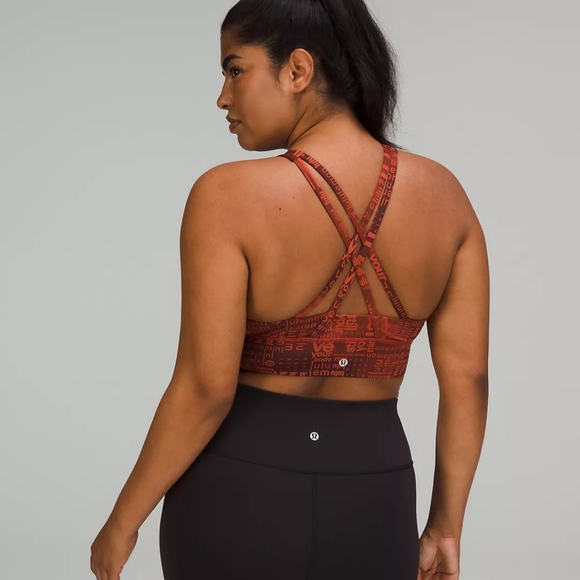 Lululemon Energy Bra, High Neck, Long Line,Sz. 8, Ombre Red Multi print, NWT - Picture 5 of 13